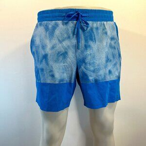 Lululemon Men's Lane Line Swim Short 6" In Blue and White -Size Medium